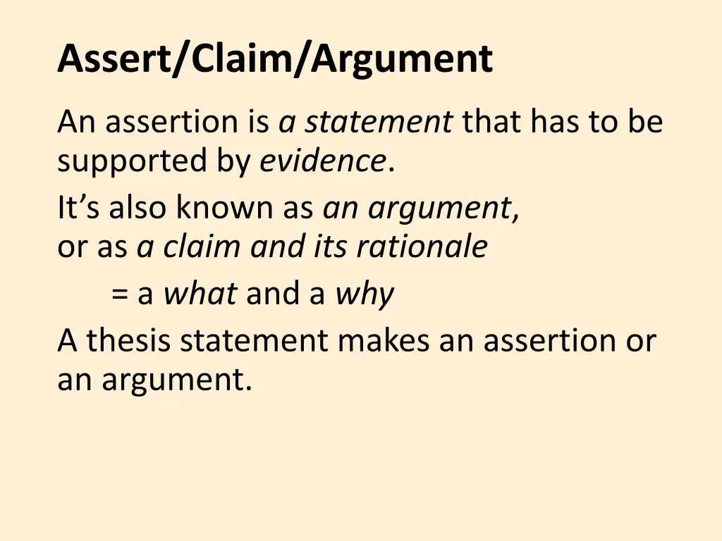 assert claim argument