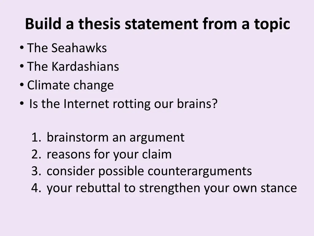 build a thesis statement from a topic