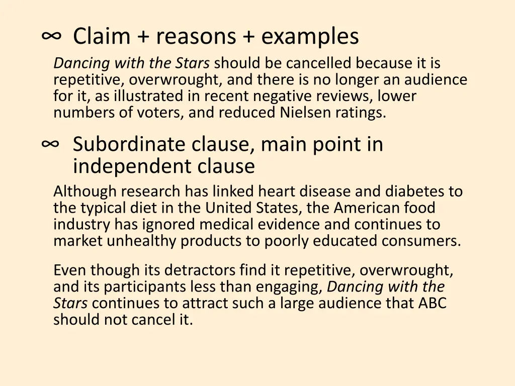 claim reasons examples dancing with the stars