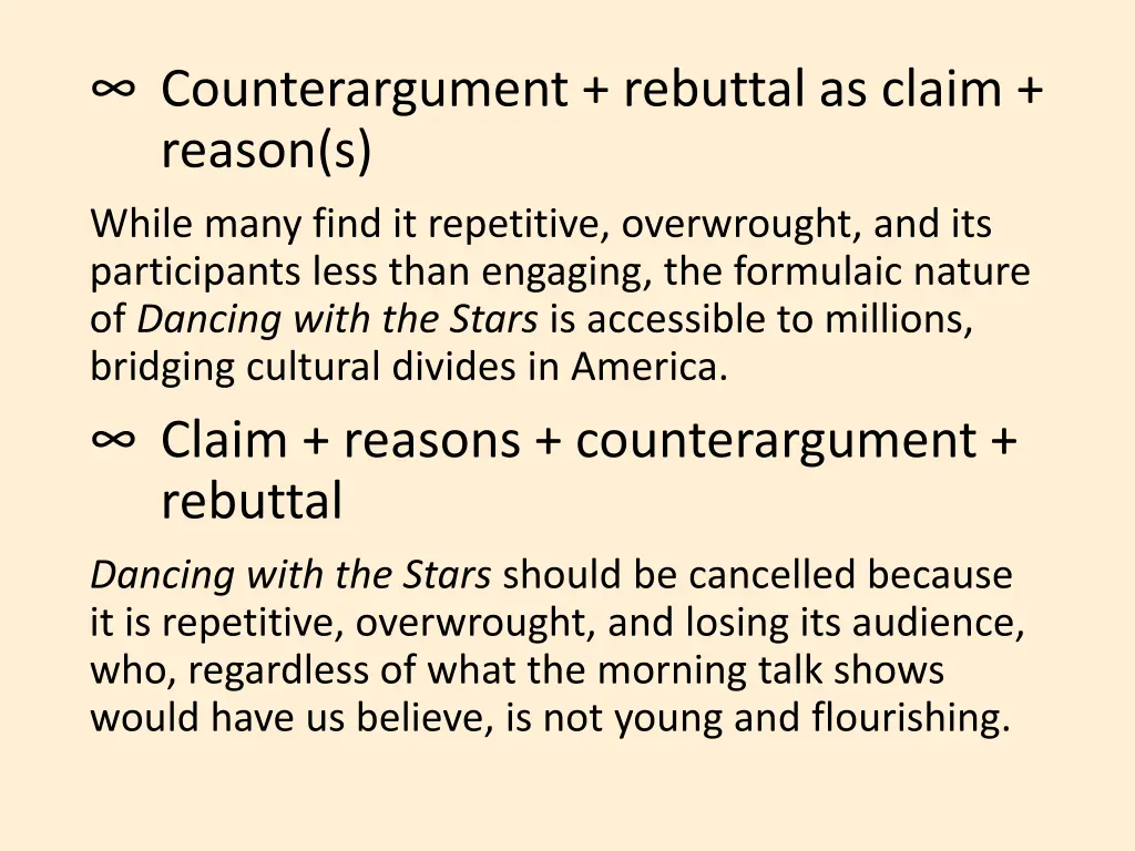 counterargument rebuttal as claim reason s