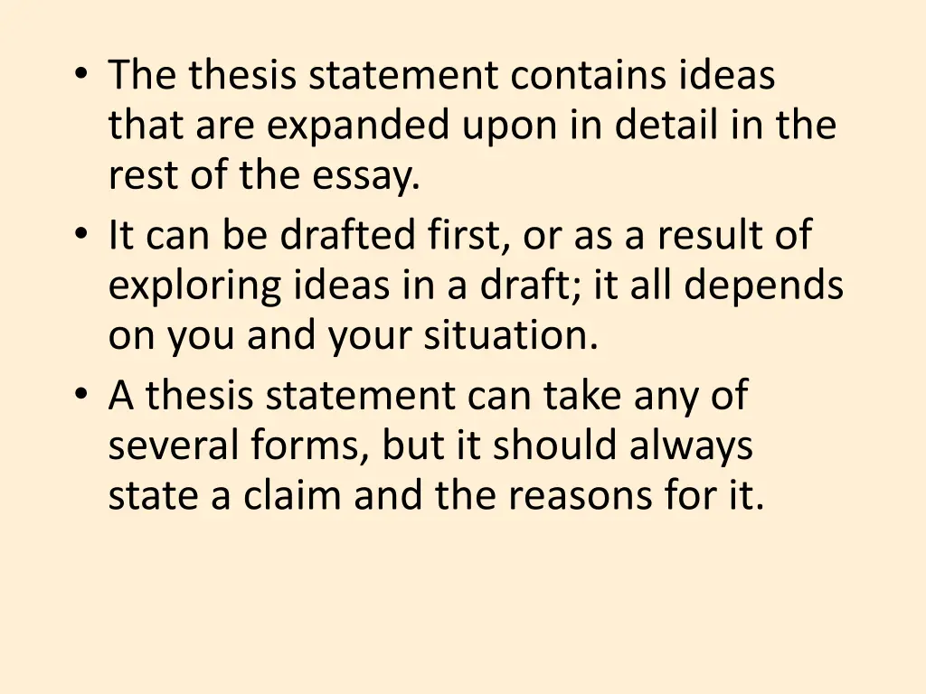 the thesis statement contains ideas that