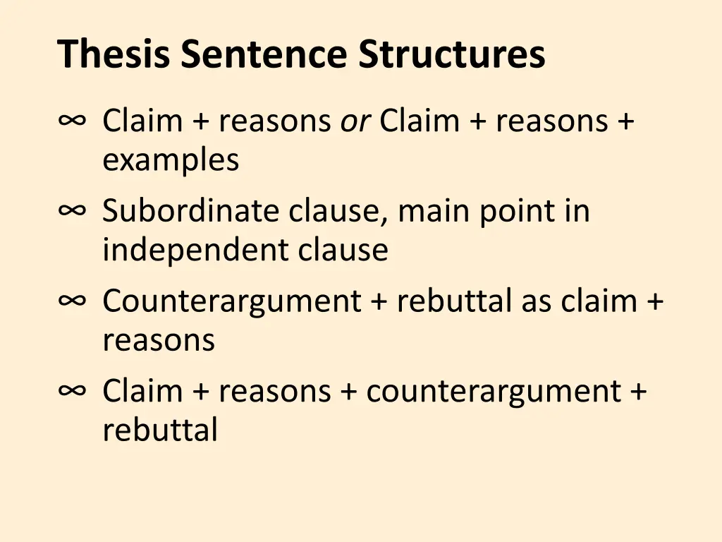 thesis sentence structures