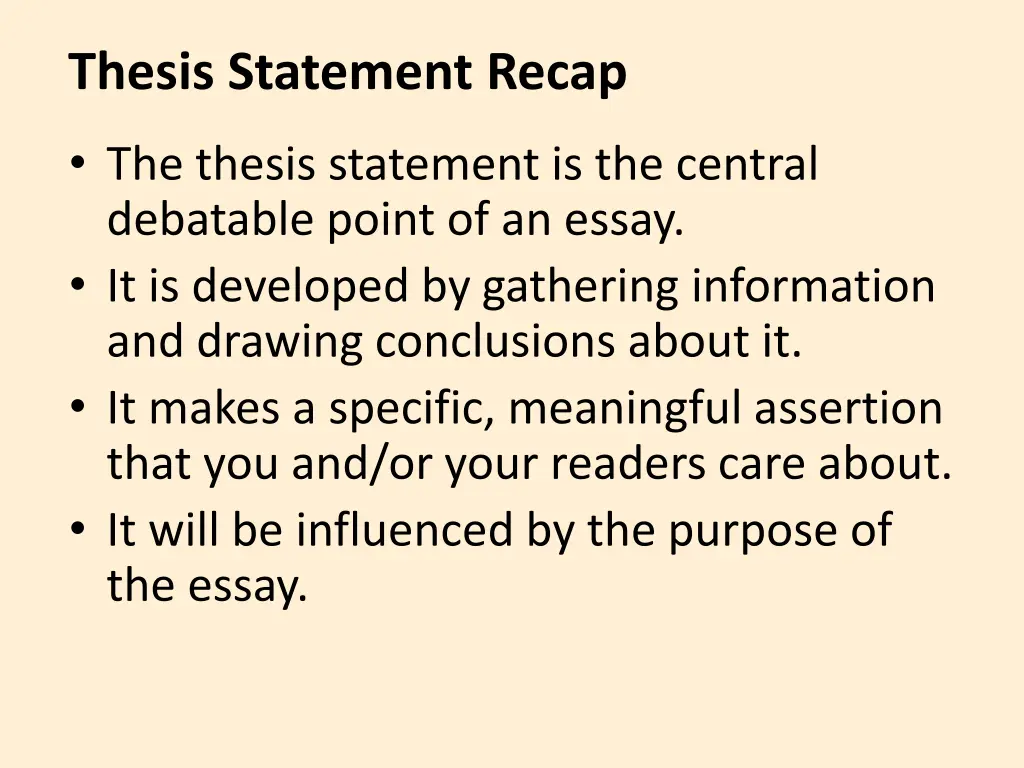 thesis statement recap