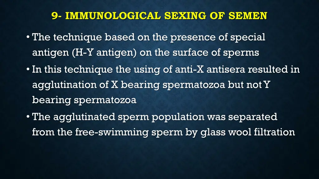 9 immunological sexing of semen