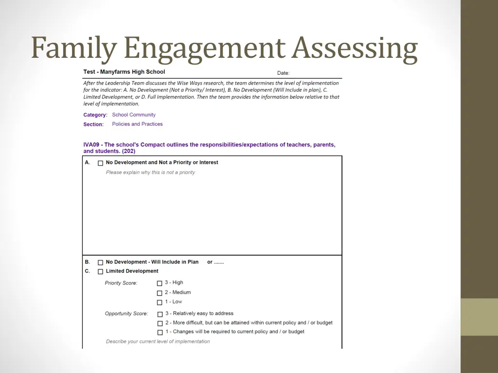 family engagement assessing