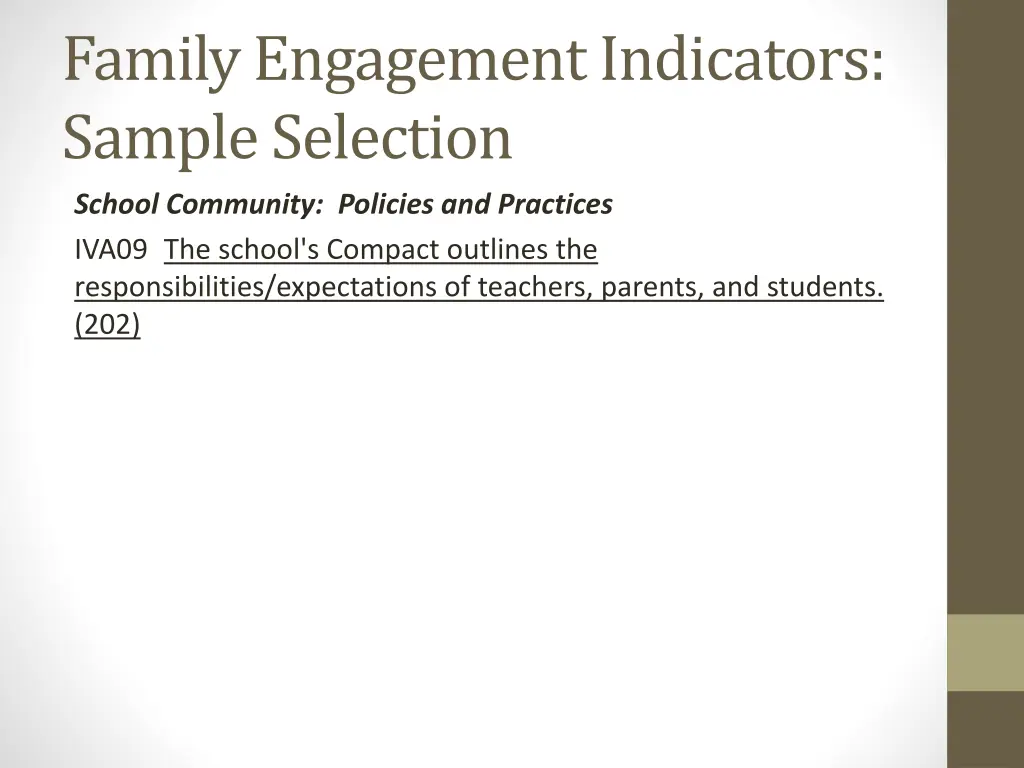 family engagement indicators sample selection