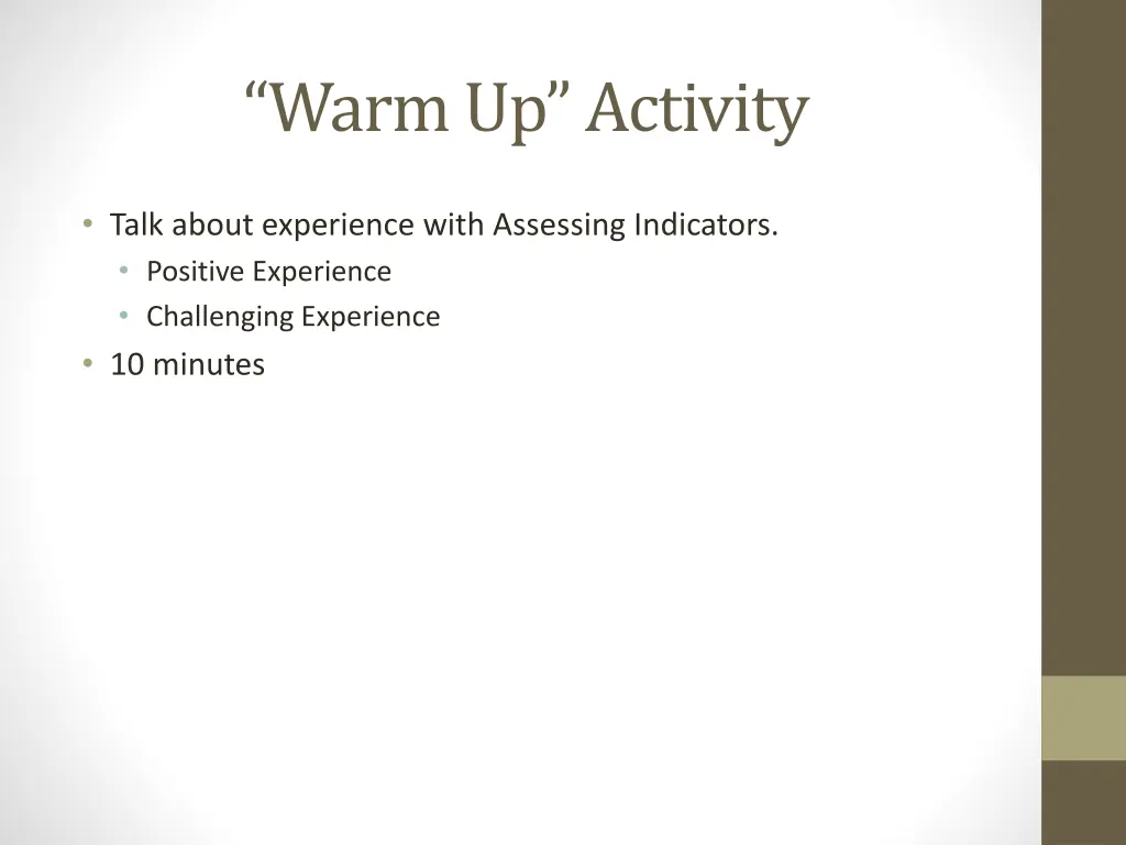 warm up activity