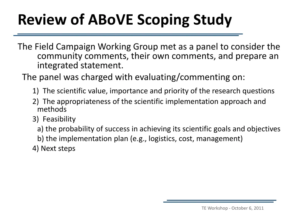 review of above scoping study 1