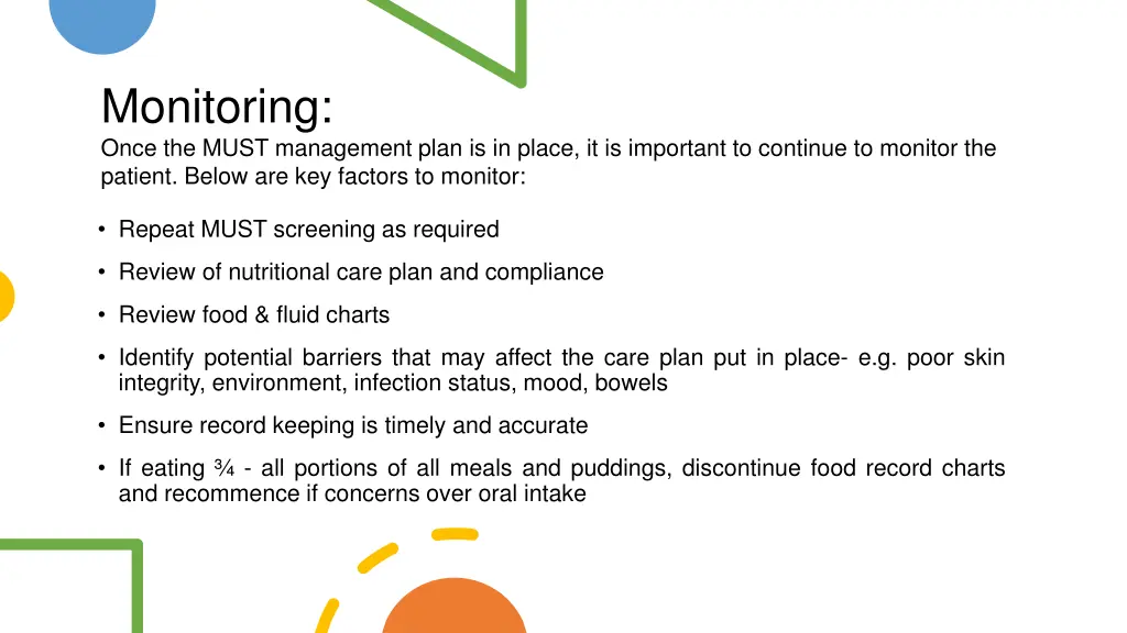 monitoring once the must management plan