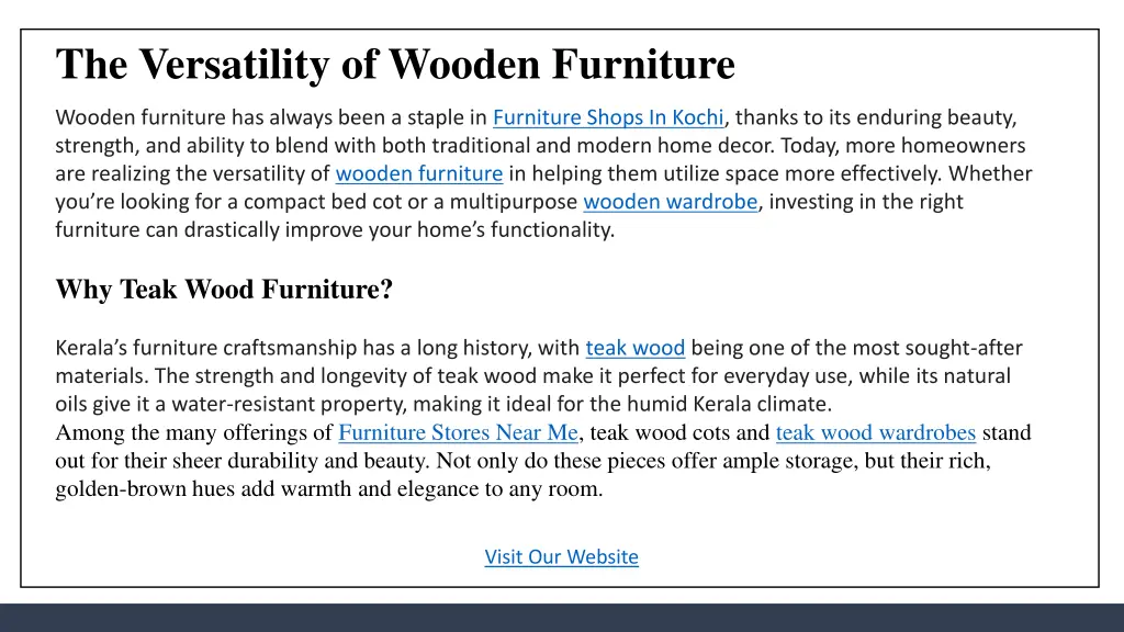 the versatility of wooden furniture