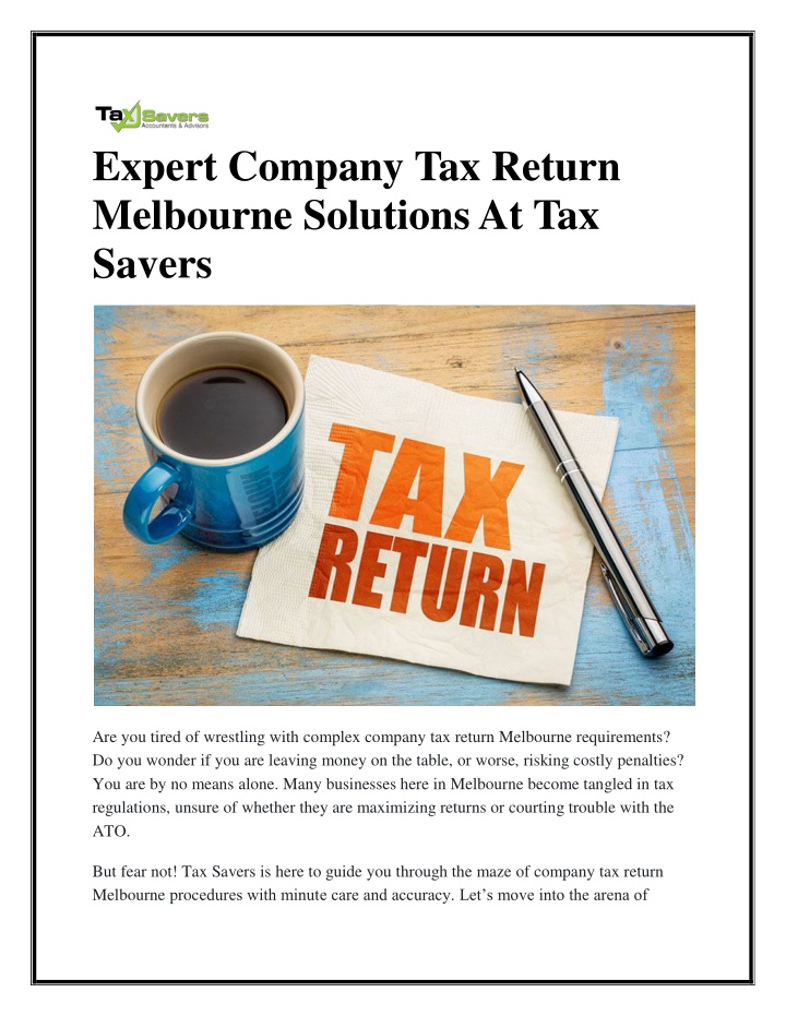 expert company tax return melbourne solutions