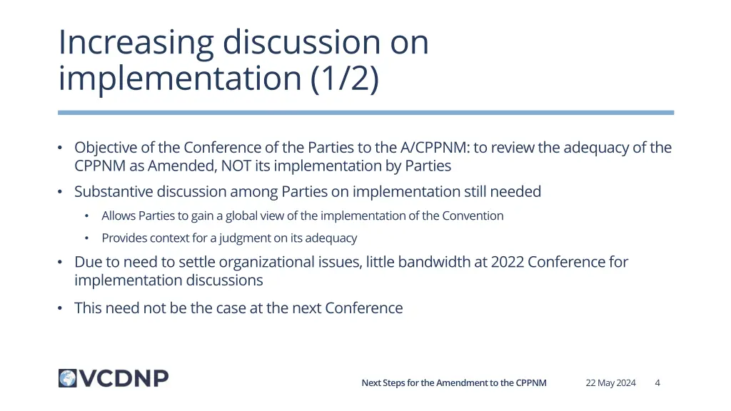 increasing discussion on implementation 1 2