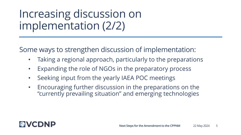 increasing discussion on implementation 2 2