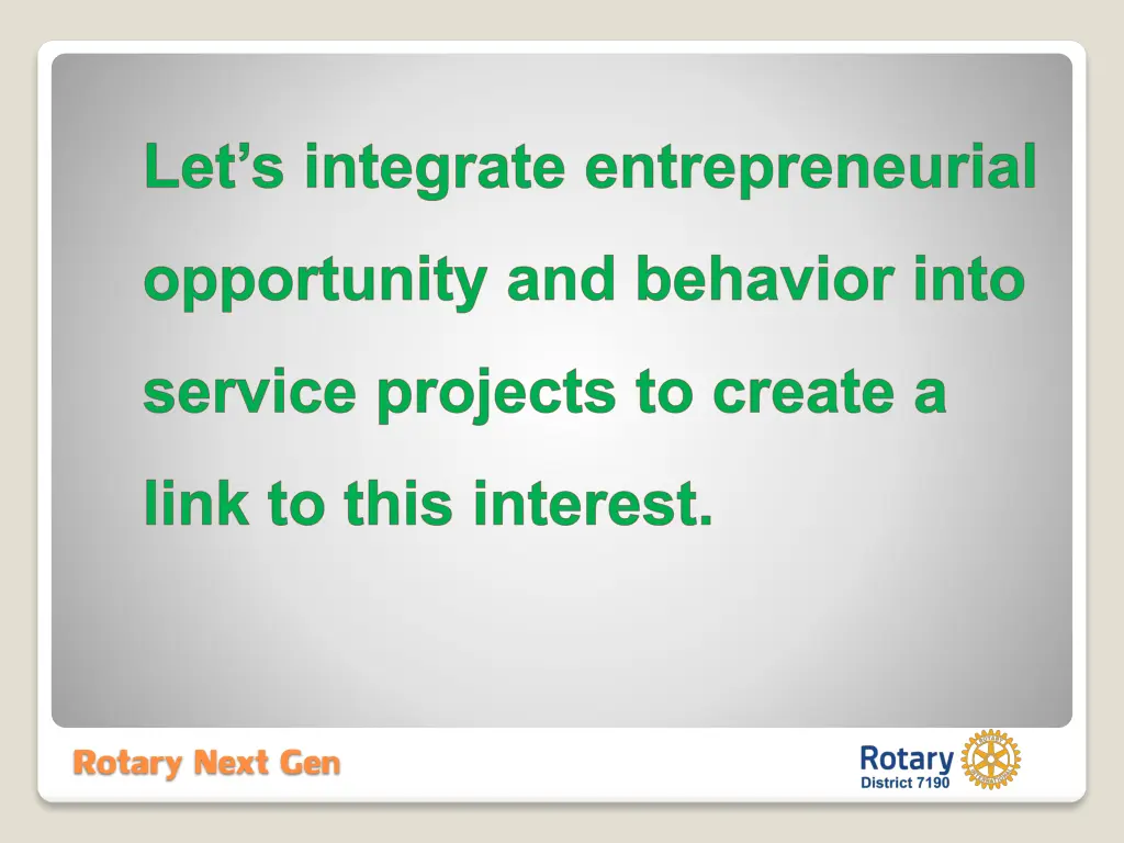 let s integrate entrepreneurial