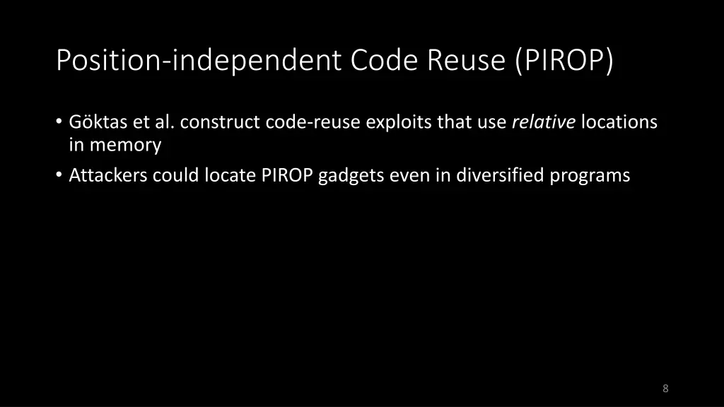 position independent code reuse pirop