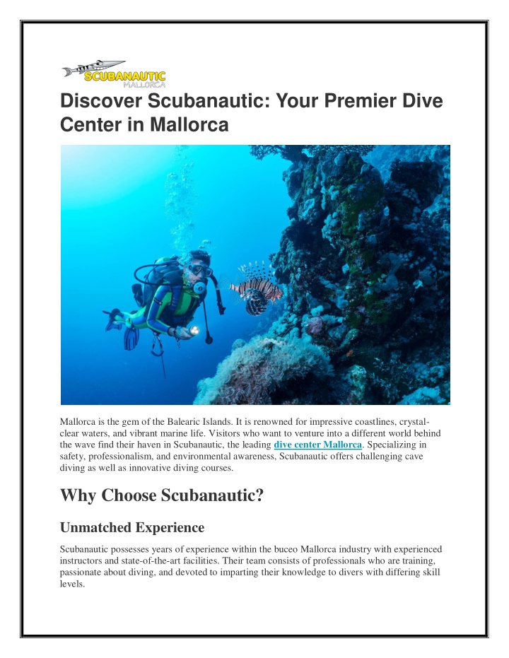 discover scubanautic your premier dive center