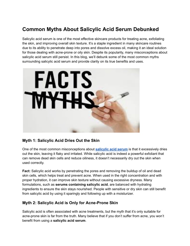 common myths about salicylic acid serum debunked