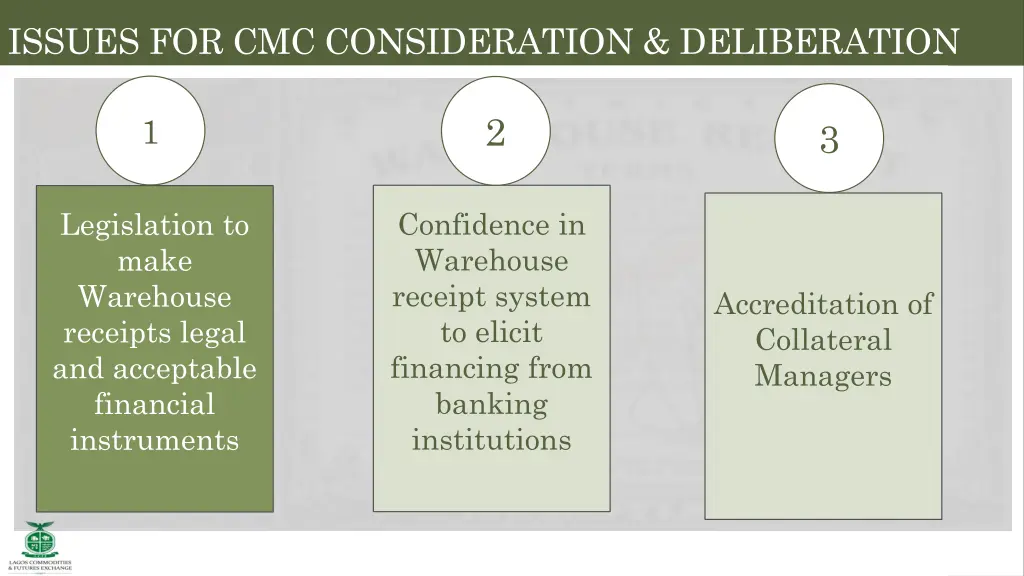 issues for cmc consideration deliberation