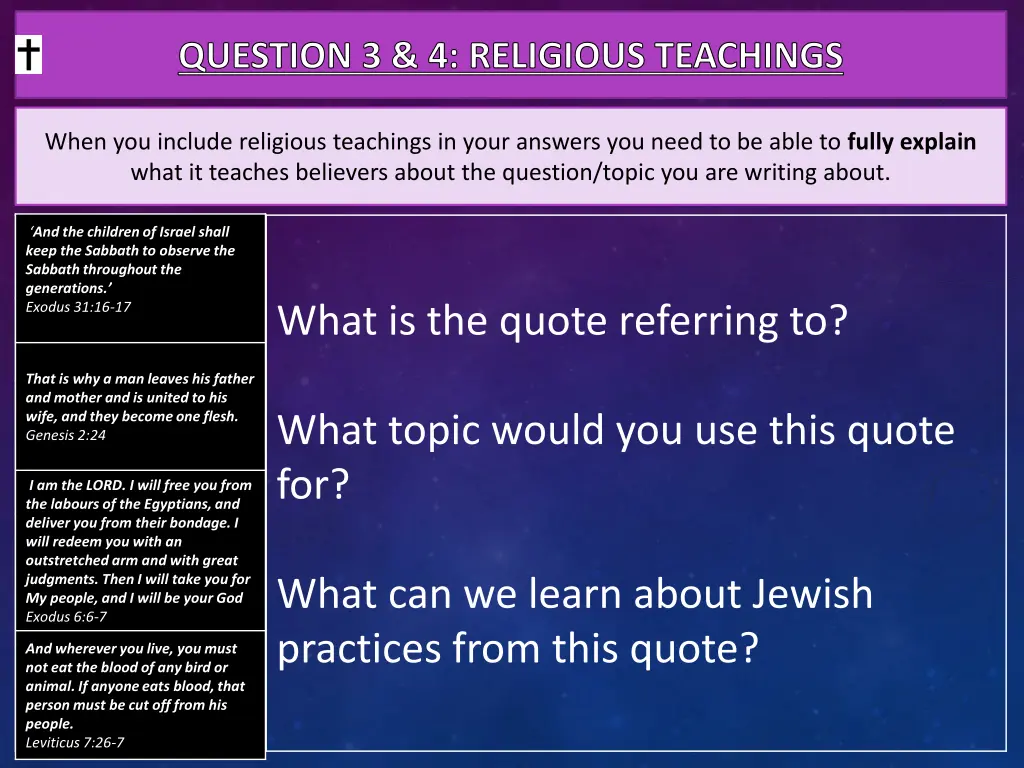 question 3 4 religious teachings