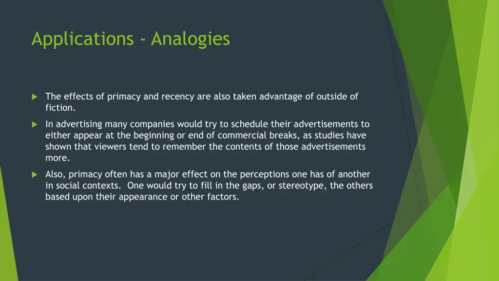 applications analogies