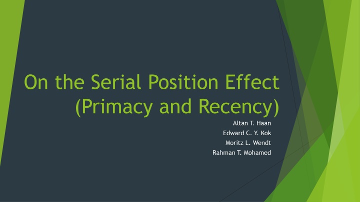 on the serial position effect primacy and recency