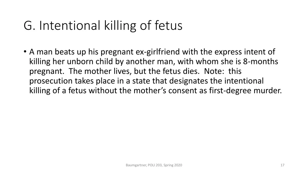 g intentional killing of fetus