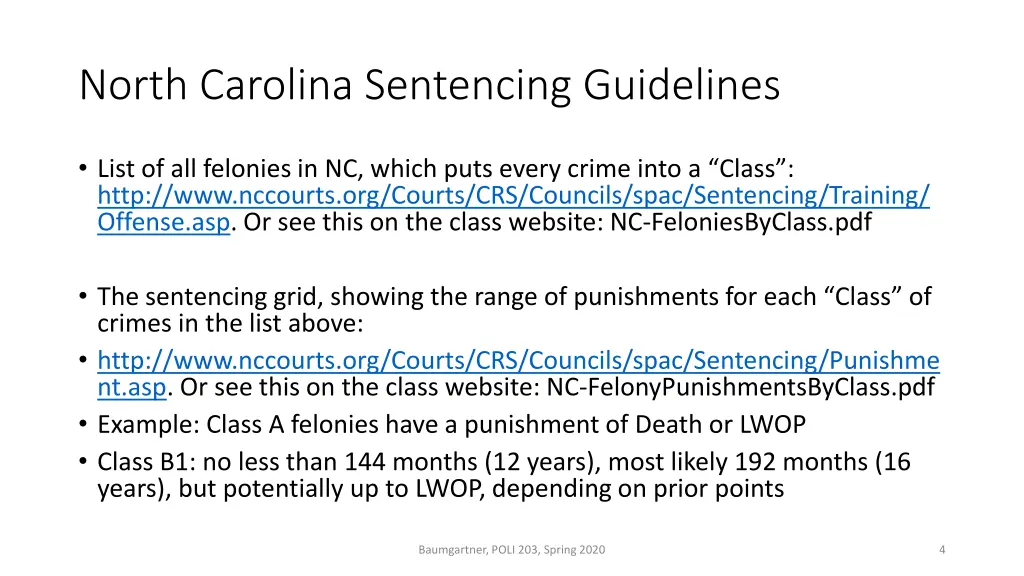 north carolina sentencing guidelines