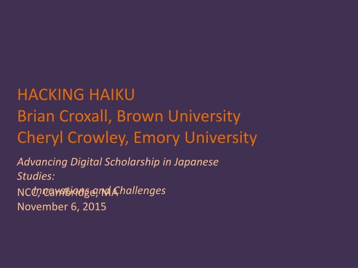 hacking haiku brian croxall brown university