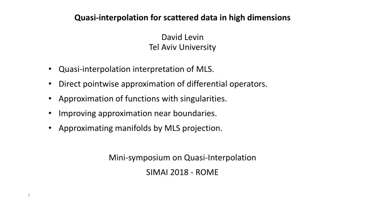 quasi interpolation for scattered data in high