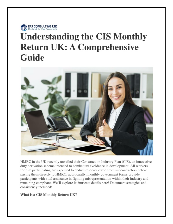 understanding the cis monthly return