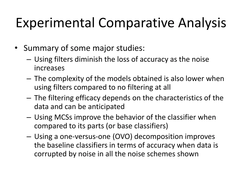 experimental comparative analysis