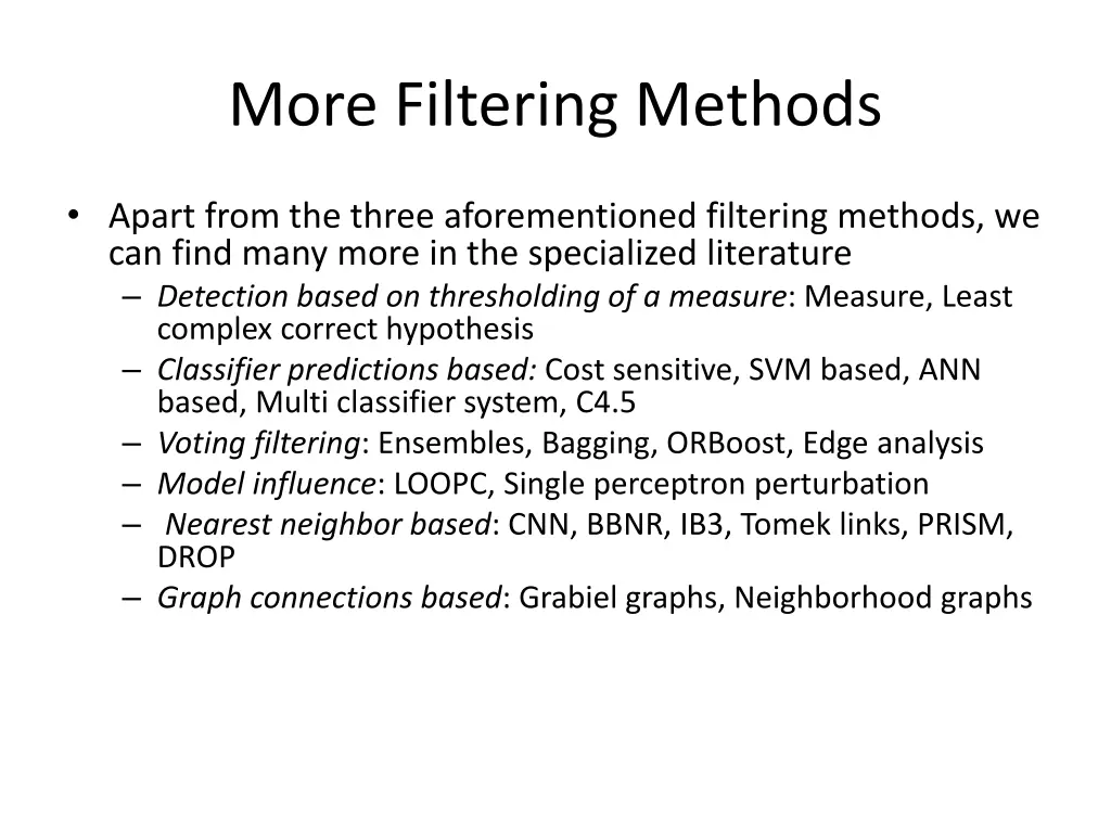 more filtering methods