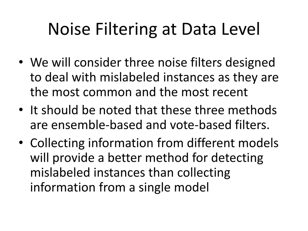 noise filtering at data level 2