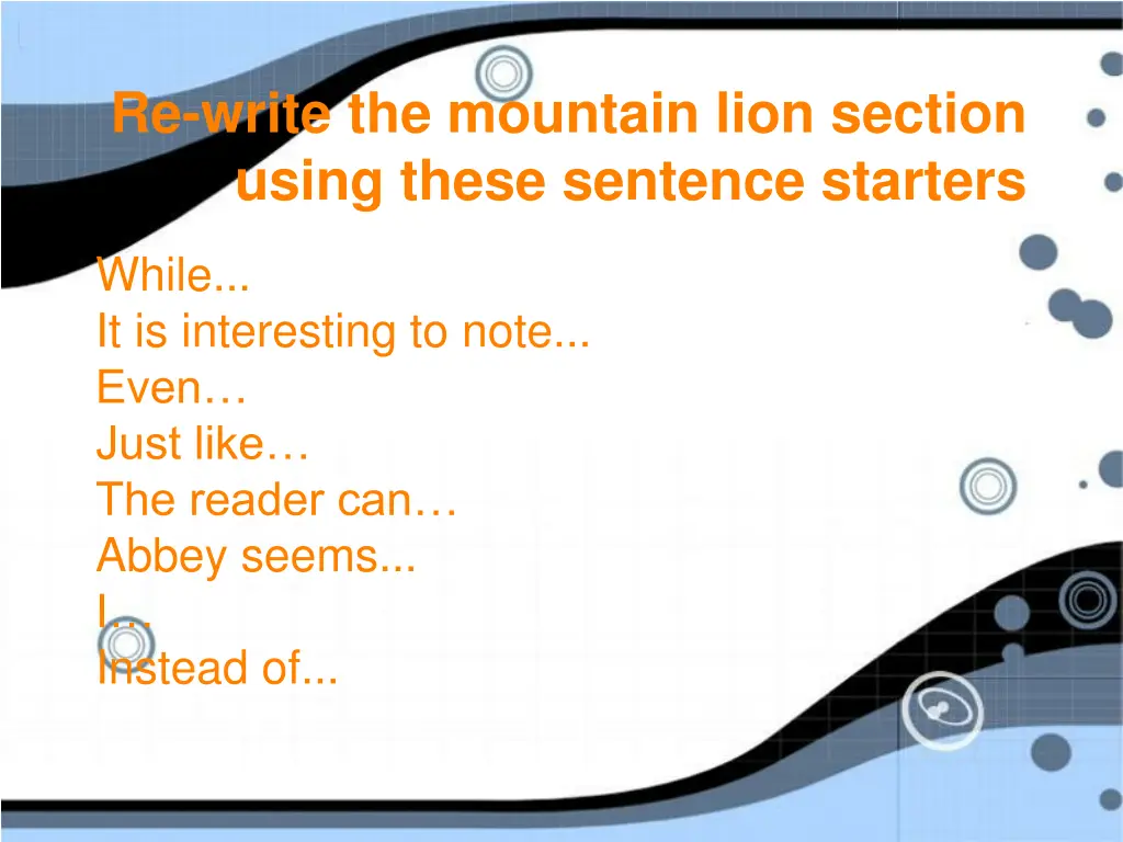 re write the mountain lion section using these