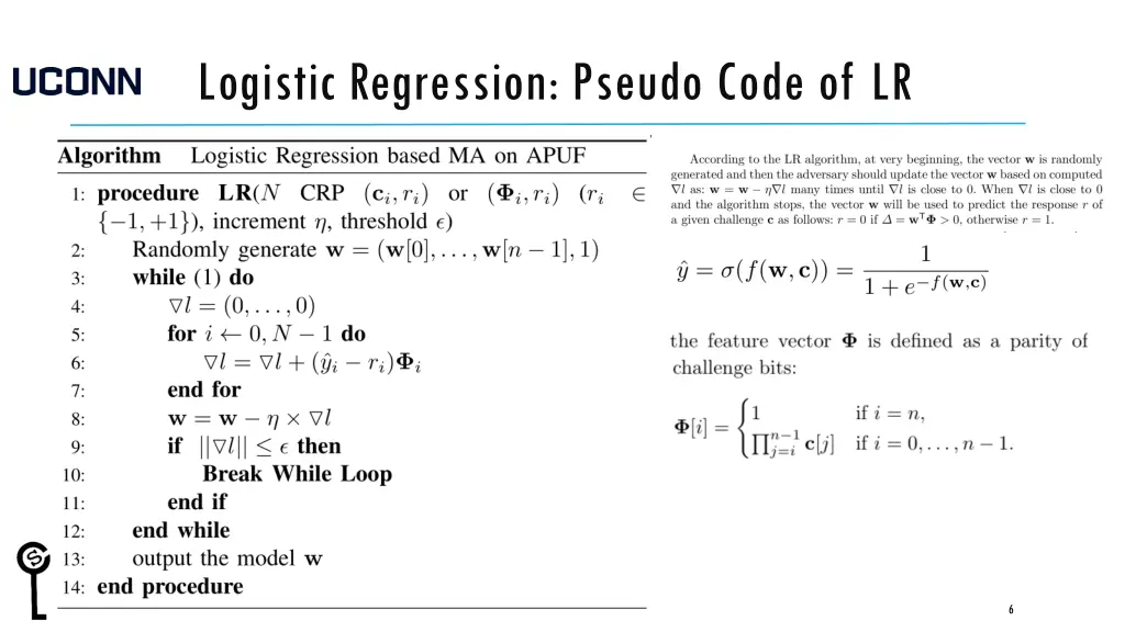 logistic regression pseudo code of lr