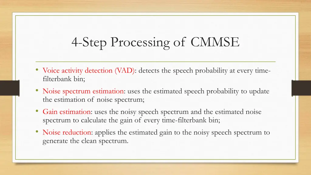 4 step processing of cmmse