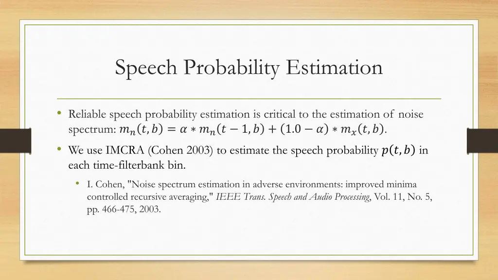 speech probability estimation