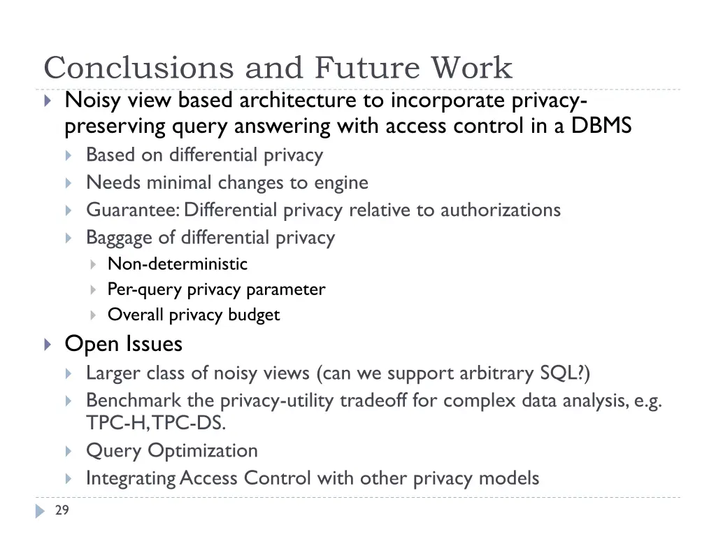 conclusions and future work noisy view based