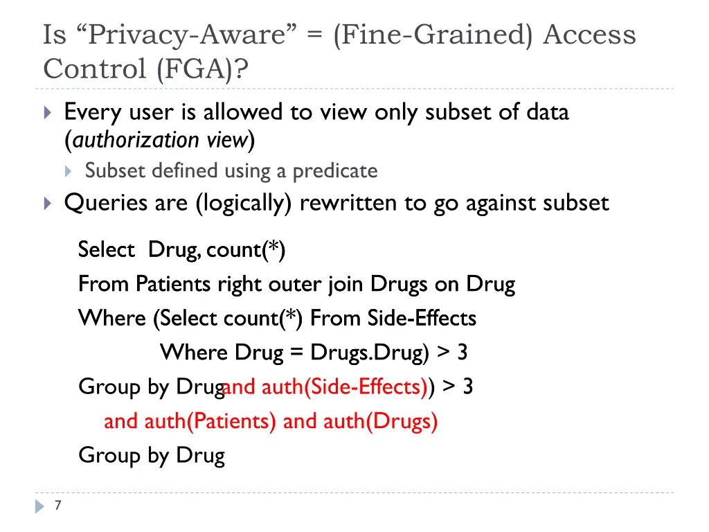 is privacy aware fine grained access control fga 1