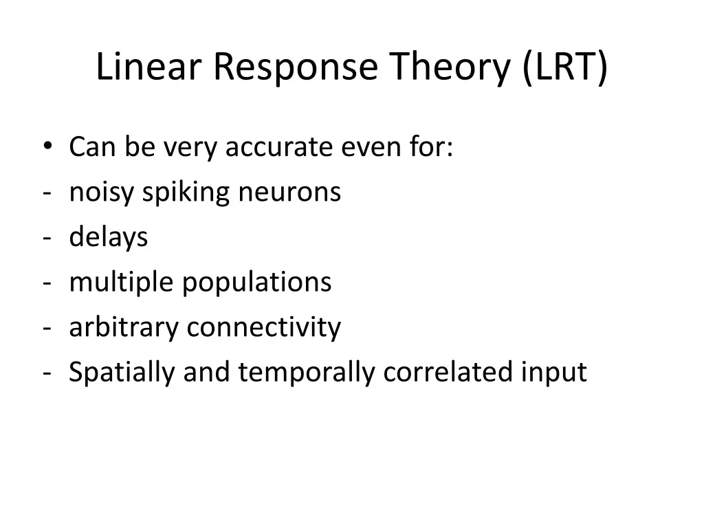 linear response theory lrt