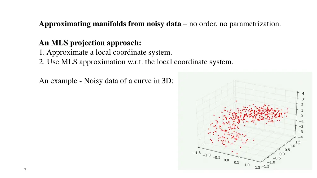 approximating manifolds from noisy data no order