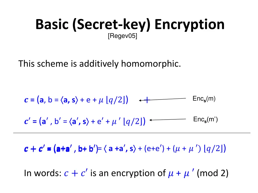 basic secret key encryption regev05 1