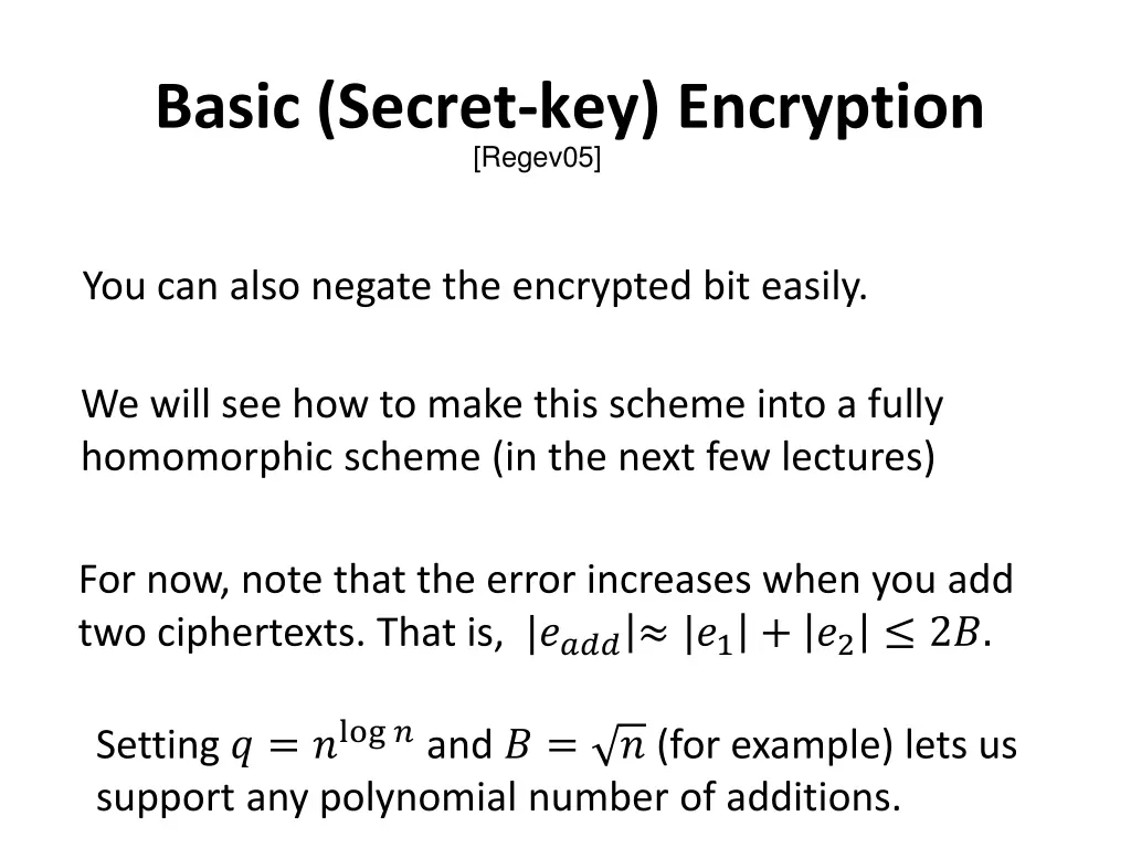 basic secret key encryption regev05 2