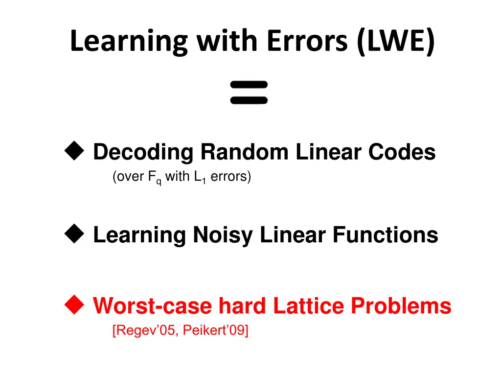 learning with errors lwe