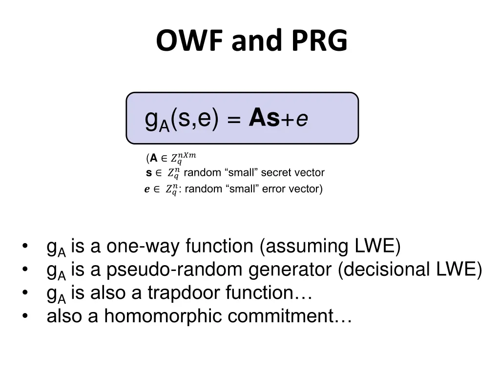 owf and prg