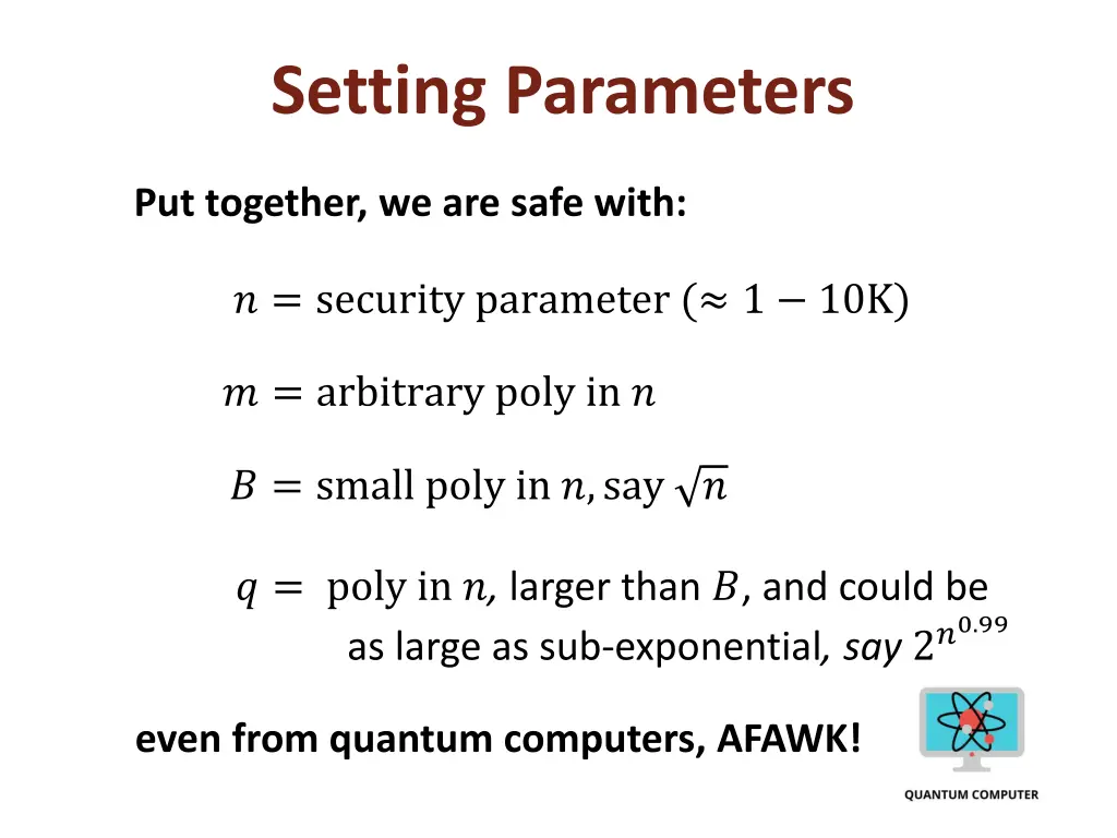 setting parameters