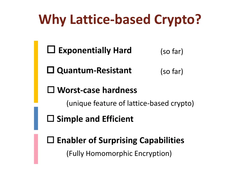 why lattice based crypto 1