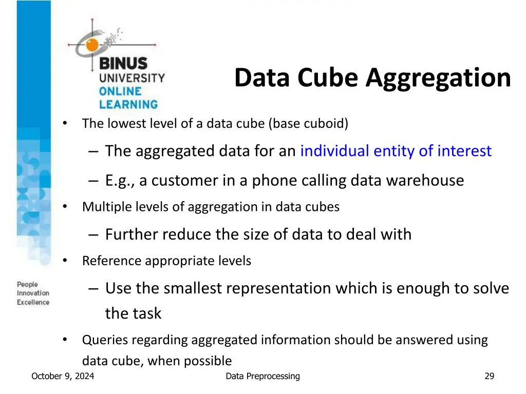 data cube aggregation