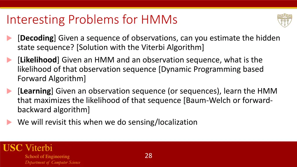 interesting problems for hmms