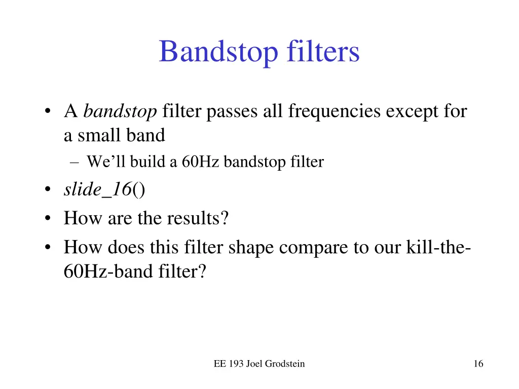 bandstop filters